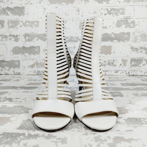 Michael Kors White Strappy Ankle Boots Open Toe High Heels M657 - Picture 3 of 13